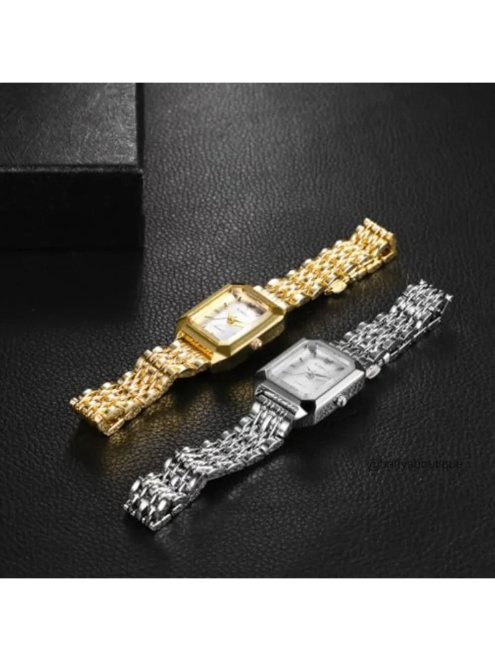Women's Square Bracelet Watch Gold Stainless Steel Quartz Analog Jewelry